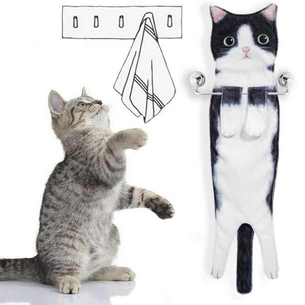 Toalla de Mano Colgante con Simulación de Gato, Absorbente para Lavarse La Cara