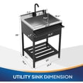 thumbnail image 3 of Ktaxon Stainless Steel Utility Sink, Free Standing Sink with Faucet & Towel Rack, Perfect for Laundry Room, Kitchen, Restaurant, Garage, Backyard, 19"D x 26"W x 39"H, 3 of 8