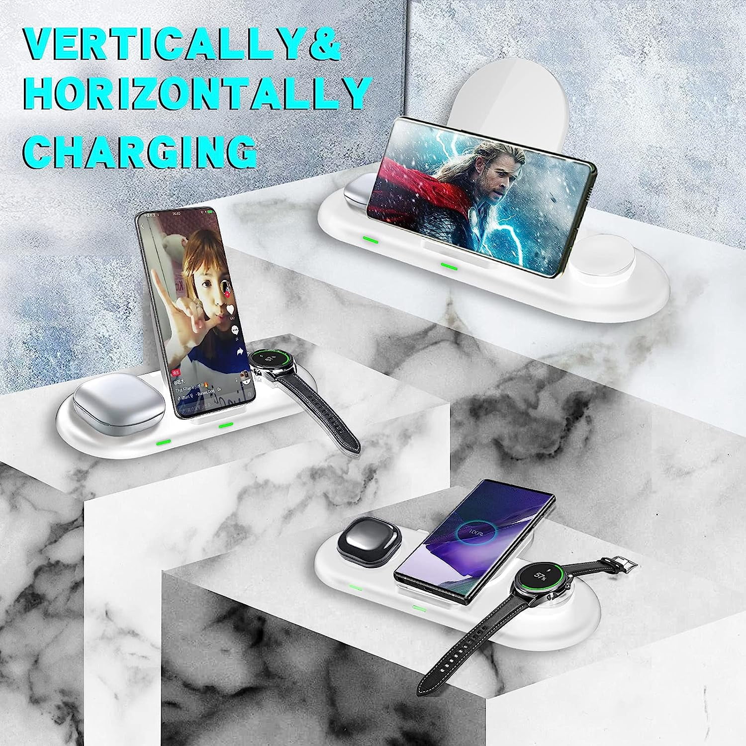 Wireless Charger for Samsung, Travel Portable Charger for Samsung Galaxy S25 Ultra/S25+/S25/S24 Ultra/S24/S23/S22,  for Galaxy Watch Ultra/7/6/6 Classic/5 Pro/4/3, Galaxy Buds3 Pro/3