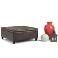thumbnail image 5 of Harrison 36 inch Wide Transitional Coffee Table Storage Ottoman in Distressed Brown Vegan Leather, 5 of 9