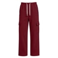thumbnail image 7 of Boy's Loose Wide Leg Cargo Sweatpants Solid Color Drawstring Pants Elastic Waisted Casual Comfortable Pants with Zip Pocket 5-14 Years, 7 of 7