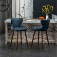 thumbnail image 2 of Roundhill Furniture Nevis Mid-Century Modern Faux Leather Tufted 29.5 in. Bar Stool - Set of 2, Blue, 2 of 5