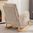 thumbnail image 4 of LUCKHAO   Accent Rocking Chair with High Back , Nursery Rocking Chair with Retractable Foot Rest,  Glider Rocking Chair with Solid Wood Legs ,Button Decors Mid Century Rocker Chair, 4 of 11