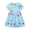 thumbnail image 4 of Cethrio Kids Girls Dresses, Printed Short Sleeve Casual Cotton Summer Dresses Light Blue Size 6 T, 4 of 6