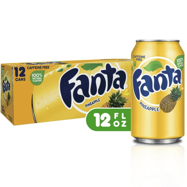Fanta Pineapple Soda Fruit Flavored Soft Drink, 12 fl oz, 12 Pack