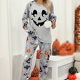 thumbnail image 2 of Halloween Pajamas Women Cute Ghost Pumpkin 2 Piece Pajama Sets Fall Soft Long Sleeve Pjs with Pants Spooky Outfits, 2 of 8