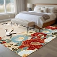 thumbnail image 4 of Japanese Style Area Rugs 5'x8', Washable Small Throw Rugs for Classroom Bedroom, Country Vintage Blossom Peony Birds Indoor Outdoor Rug Non-Slip Low Pile Carpet Runner Reversible Floor Mats, 4 of 8