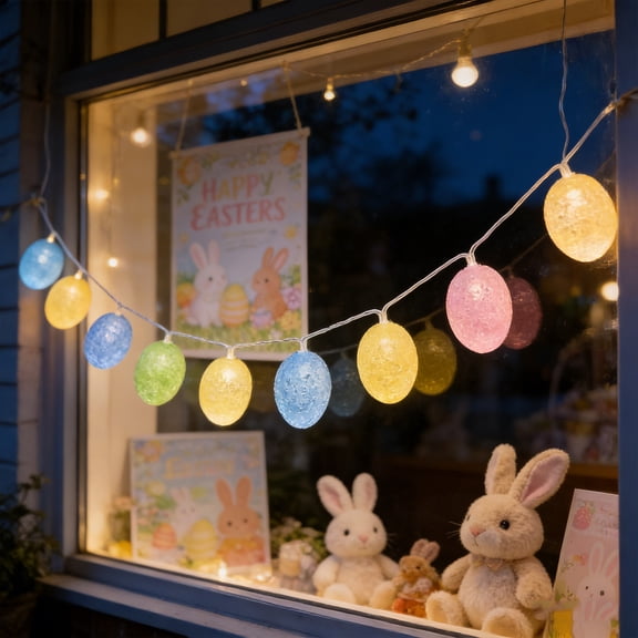 Easter Egg String Lights 40 LED Multicolor Decorative Light Strand 600cm for Window Railing Cabinet Indoor Outdoor Holiday Party Decor 1 Pack