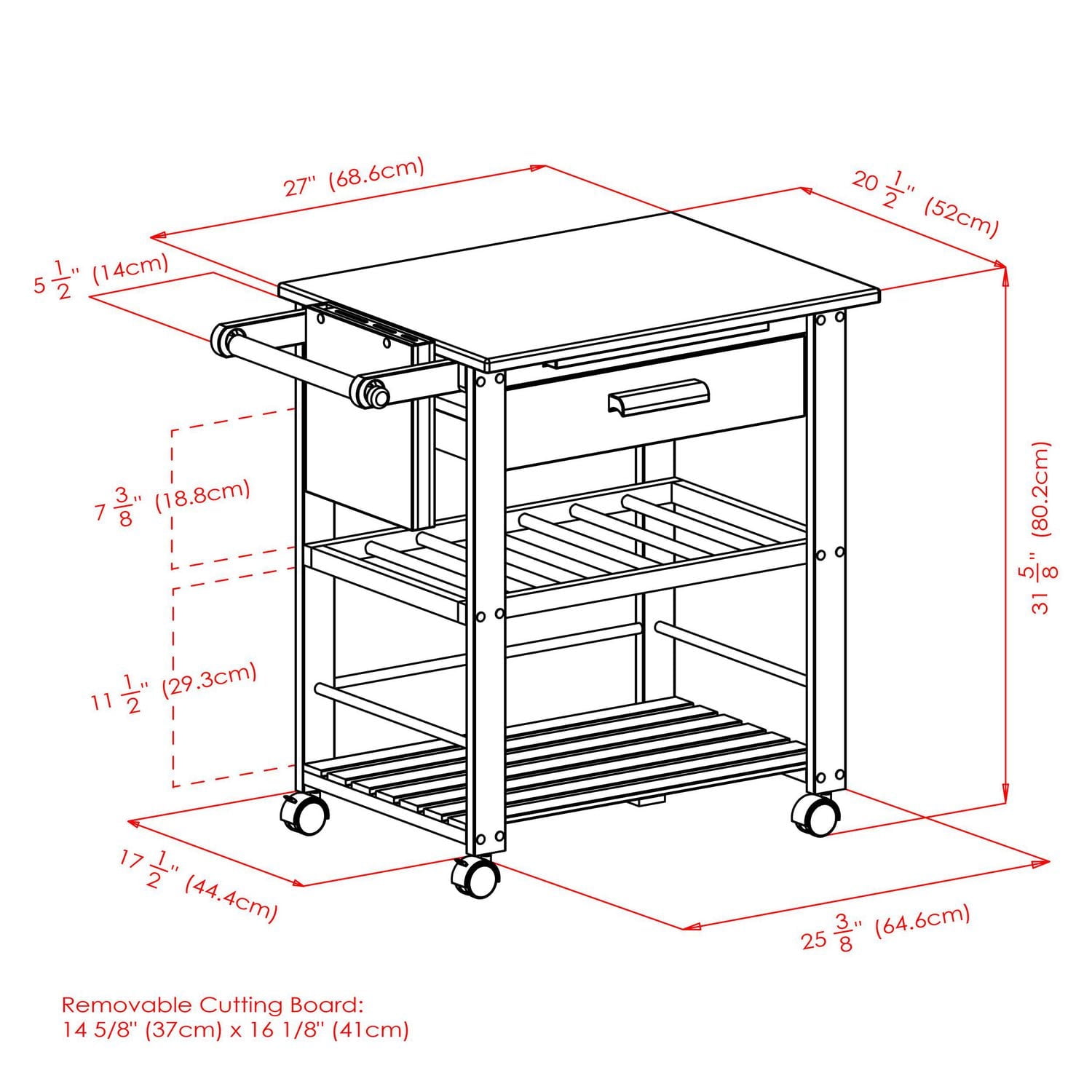 Winsome Finland Kitchen Cart in Natural Finish -83644