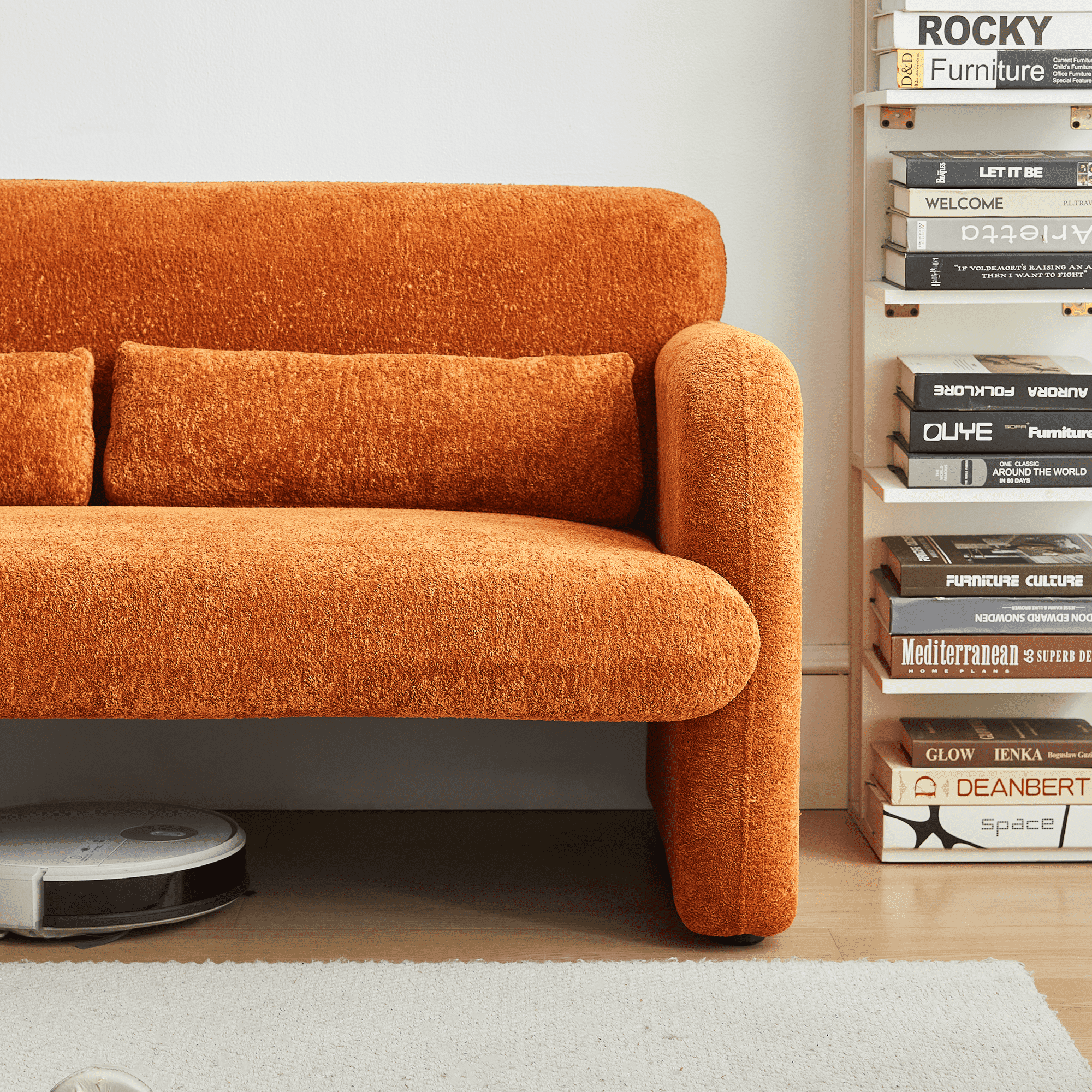MAYEERTY 59"Velvet Fabric Sofa, Modern Loveseat Furniture with Support Pillow for Apartment, Office, Living Room & Bedroom, Tool-Free Assembly.