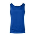 thumbnail image 5 of Blue Womens Tops Women's Satin Sleeveless Top Round Neck Trade Color Ding Loose Vest Shirts for Women, 5 of 6