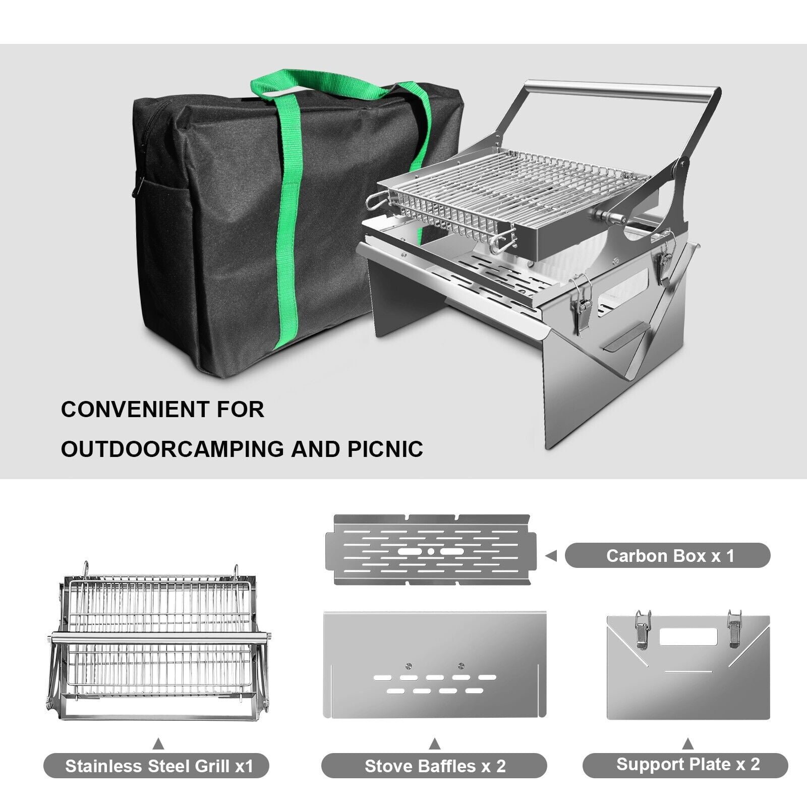 New charcoal grill for barbecue Stainless steel 360°rotating flip grill