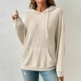 thumbnail image 3 of Sweater Hoodies for Women 2025 Long Sleeve Ribbed Knit Hoodie Sweater with Pockets Hooded Sweatshirt Pullover Tops, 3 of 8