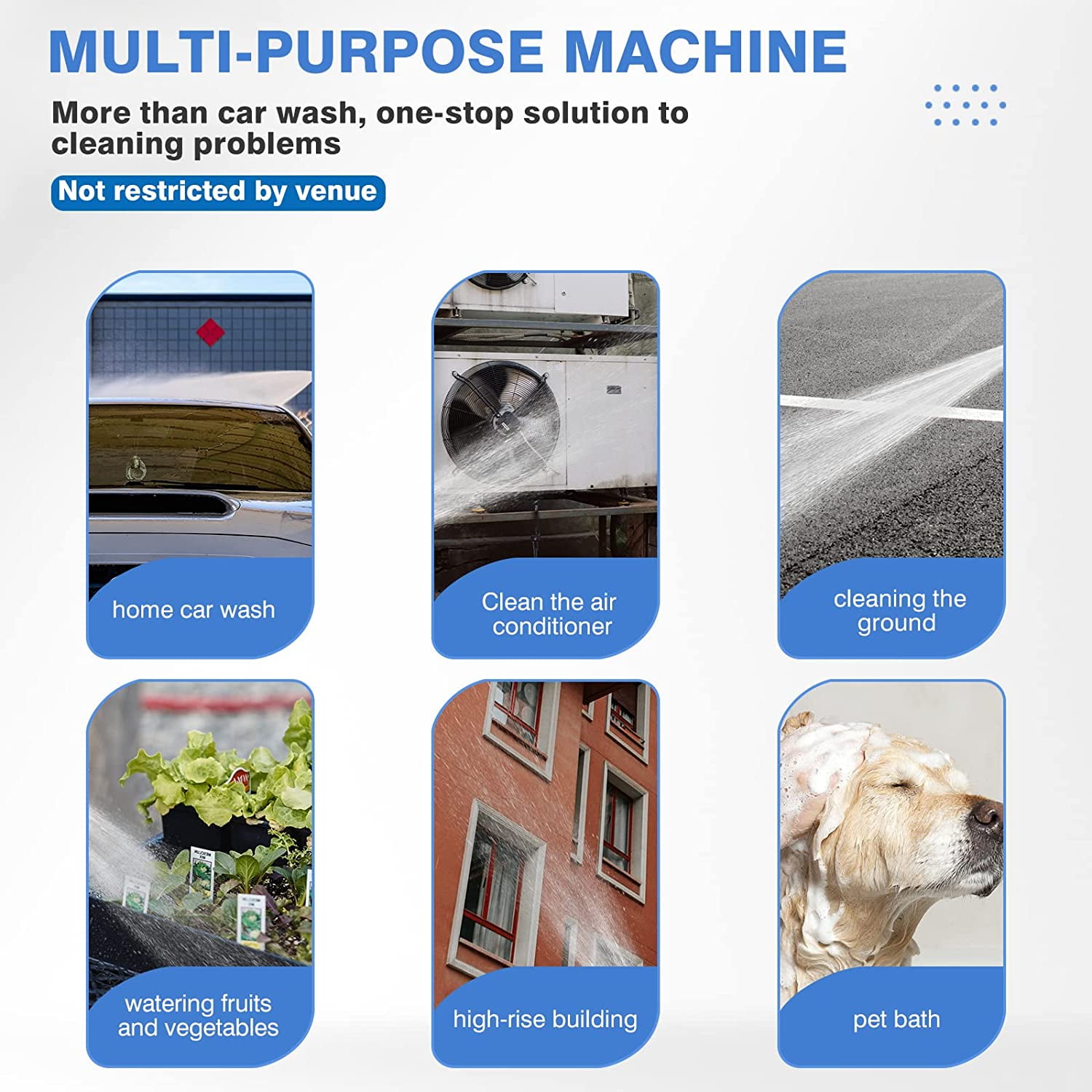 Power Washer, 21V Cordless Pressure Washer Car Wash Power Cleaner with 1.3Ah Battery, 6-in-1 Nozzle, Electric Pressure Washer for Outdoor Wall Floor Window Cleaning, Portable High Pressure Cleaner