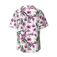 thumbnail image 5 of Uemuo Orchids Flowers Pattern Cotton Linen Short Sleeve Shirts,Casual Lightweight Button Down Shirts,Vacation Beach Summer Tops-Medium, 5 of 7