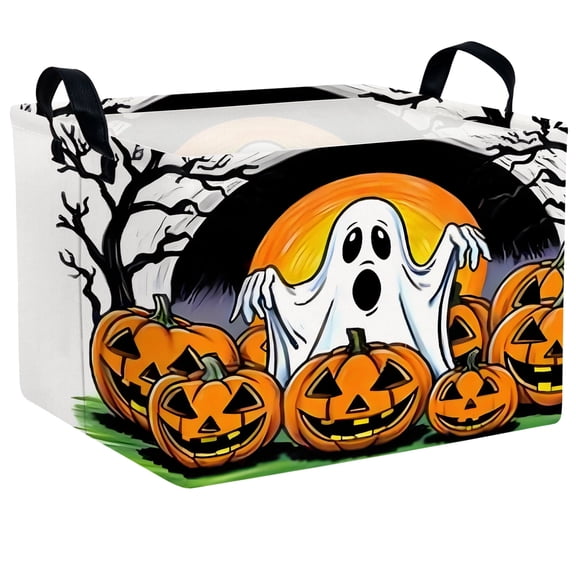 ASKETAM Cute Pumpkin Ghost Halloween Basket for Kids Trick or Treat Party Decor (Large Ghost)