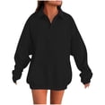 thumbnail image 3 of Frostluinai Oversized Sweatshirts for Women Johnny Collar Long Sweatshirts Solid Long Sleeve Drop Shoulder Pullover Loose Fit Sweatshirts, 3 of 10