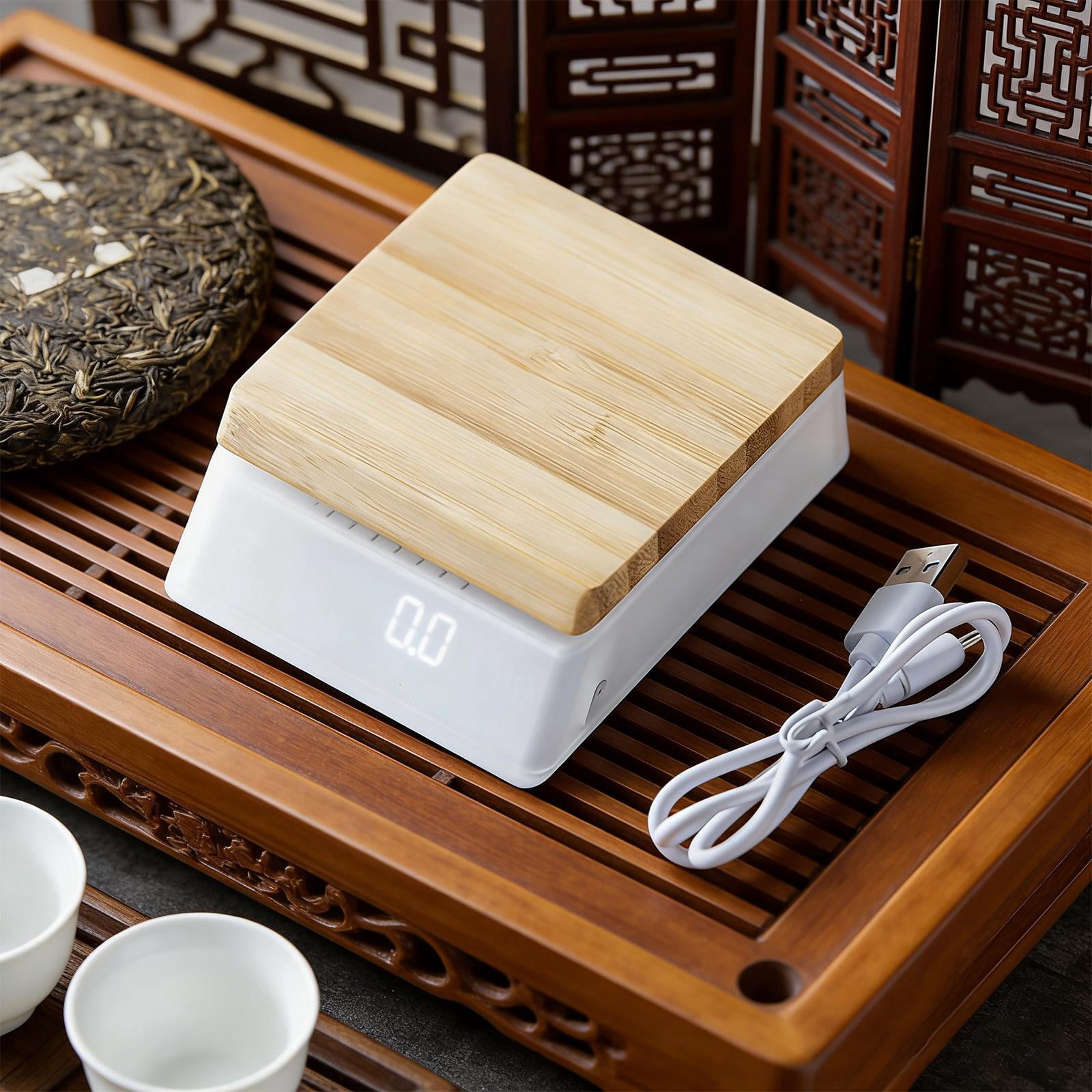 Fiocias Digital Coffee Scale High Precision Wood Compact Kitchen Weighing for Coffee and White