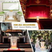 Vakiorn Acrylic Church Pulpit 43 Inch with 4 Wheels 15 Colors RGB Light 4 Flashing Modes Vertical Reading Platform for Classroom Office Clear