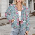 thumbnail image 3 of Jackets for Women Winter Coat Jackets Flannel Stand Collar Jacket(Floral Blue Pink Pattern,Size:S-4XL), 3 of 7