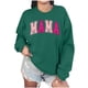 thumbnail image 1 of Sudadera Penkiiy Mama Mujer Oversize Glitter Patch Mama Crewneck Sudaderas Mama Print Manga Larga Moda Suelta Suéter M Verde, 1 of 7