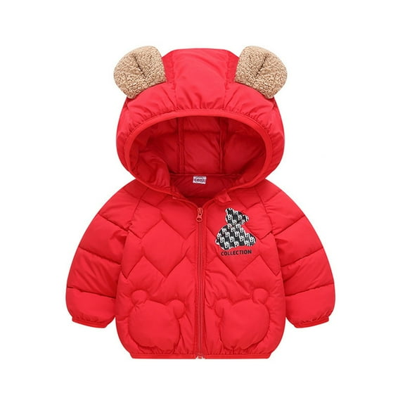 Girls Winter Coat Puffer Jacket Boys Full-Zip Long Sleeve Thicken Windproof Jacket Outwear Bear Hooded Down Jacket Fall Jacket for Girls 4-5 Years