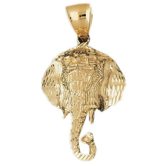 14K Yellow Gold Elephant Pendant - 51 mm