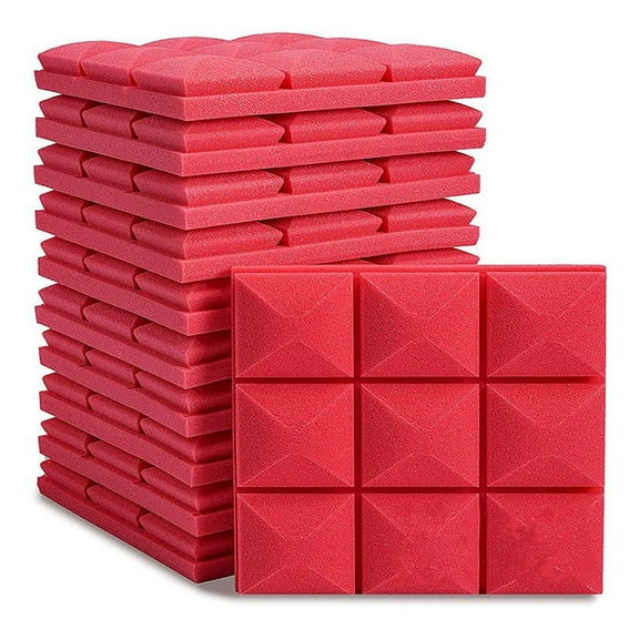12PCS Acoustic Foam Panels Soundproof Wall Panels-Red
