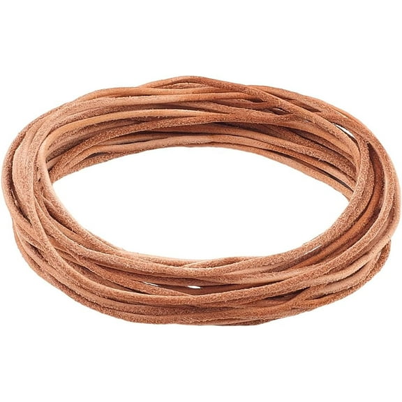 Genuine Round Leather Cord 5m x 1.5mm Natural Leather String Top Grain Cowhide Suede Rope Yak Hide Braiding Threads for DIY Crafts Bracelet Necklace Keychains Jewelry Making Dark Salmon Brown