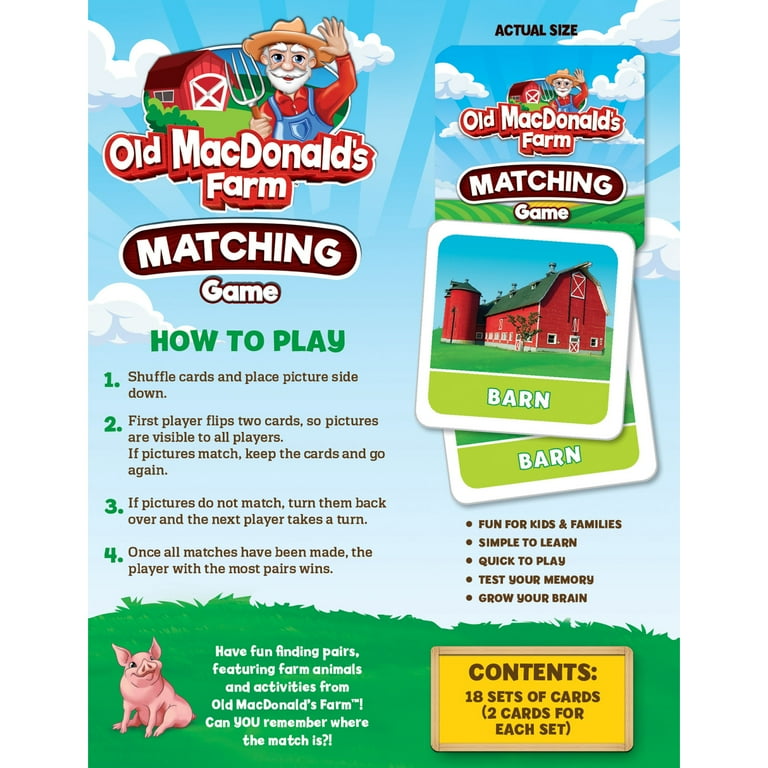 MasterPieces Old MacDonald's Farm Matching Game for Kids, Families
