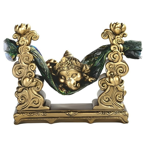 FC Design 7"W Gold Ganesha Sleeping in Hammock Figurine Statue Sculpture Ornament Decoration Home/Room Decor and Unique Gift Ideas for Housewarming, Holidays and Birthdays