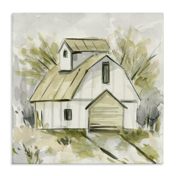 Stupell Industries Soft Neutral Barn Scenery Painting Gallery Wrapped Canvas Art Print Wall Art, 17 x 17