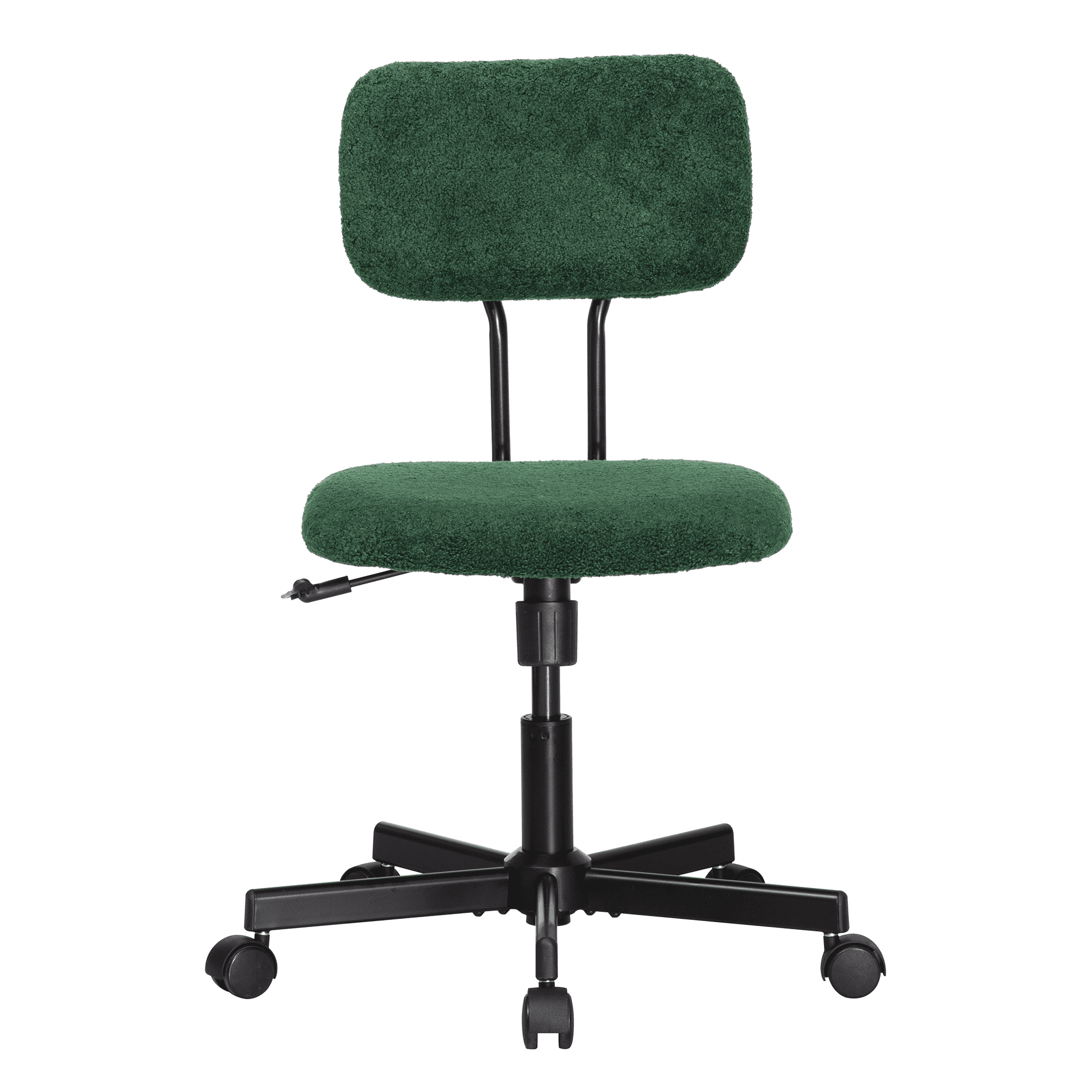 JJS Low Back Velvet Fabric Armless Home Office Computer Chair in Green