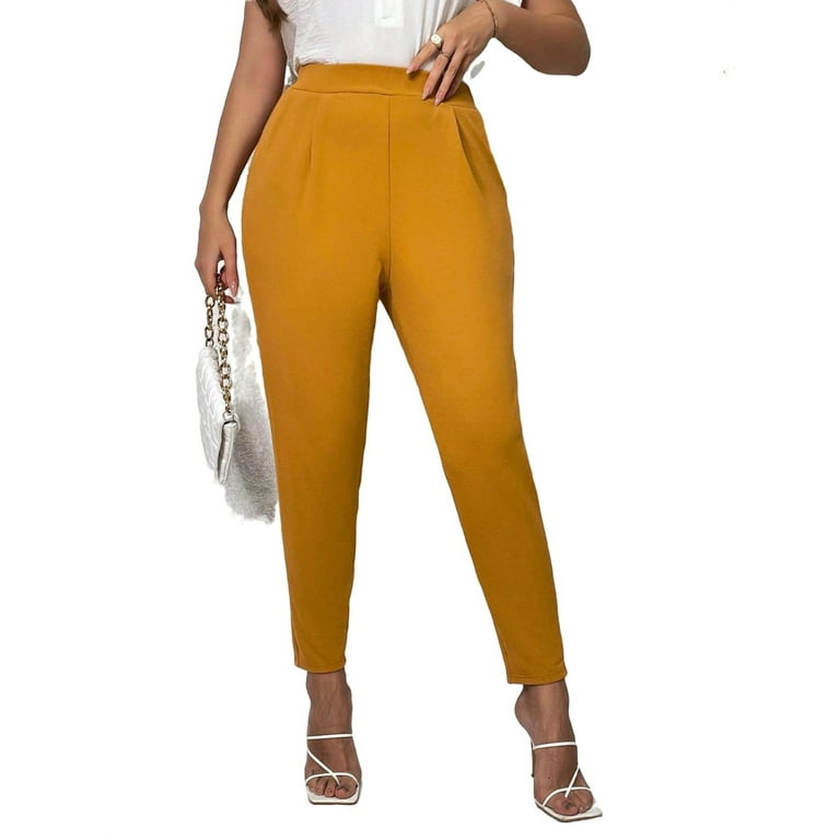 Mustard yellow plus size pants top