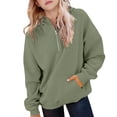 thumbnail image 2 of SUXIAN Girls Hoodie Half Zip Long Sleeve Pullover Casual Loose Pocket Design Soft Cozy Kids Girls Hoodies 13-14 Years, 2 of 7