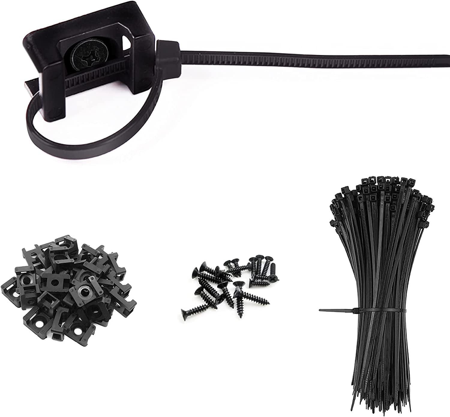 100 Pack Cable Tie Mount With Screw,100 Pack Saddle Type Zip Ties