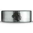 thumbnail image 2 of Tungsten Bronco Horse Horses Equestrian Equine Equidae Band Ring 8mm Men Women Comfort Fit Brushed Gray Flat Cut Black Polished, 2 of 4