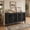 Black, variant on 60" Antique Buffet Cabinet with Floral Carvings, Solid Wood Legs, Adjustable Shelves, Antique Blue