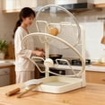 thumbnail image 7 of Kitchen Pot Lid Storage Rack, 304 Stainless Steel Pot Lid Holder While Cooking, Multifunctional Kitchen Pot Cover Organizer for Countertop, With Removable Drip Tray, 7 of 7