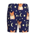 thumbnail image 2 of Haiem Corgi Lying With Moons And Stars Men's Pajama Short with Soft Woven Cotton Elastic Waistband Sleep Short-Medium, 2 of 9