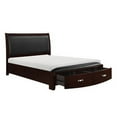 thumbnail image 3 of Benjara Jalin California King Bed, 2 Drawer Storage Footboard, Black Faux Leather, 3 of 5