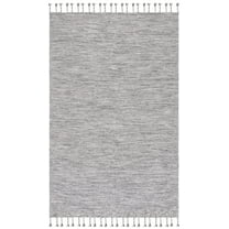 SAFAVIEH Dhurries Ksenija Solid Wool Area Rug, Dark Grey/Beige, 5' x 8'