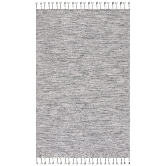 SAFAVIEH Dhurries Ksenija Solid Wool Area Rug, Dark Grey/Beige, 5' x 8'