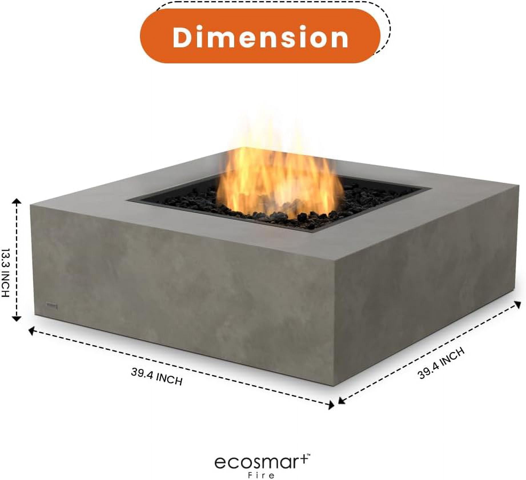 Ecosmart | Base 40 Fire Pit Table | Natural Color | Stainless Steel Gas Burner | Elegant Curved Design with Versatile Wide Lip | Complements Any Decor and Setting
