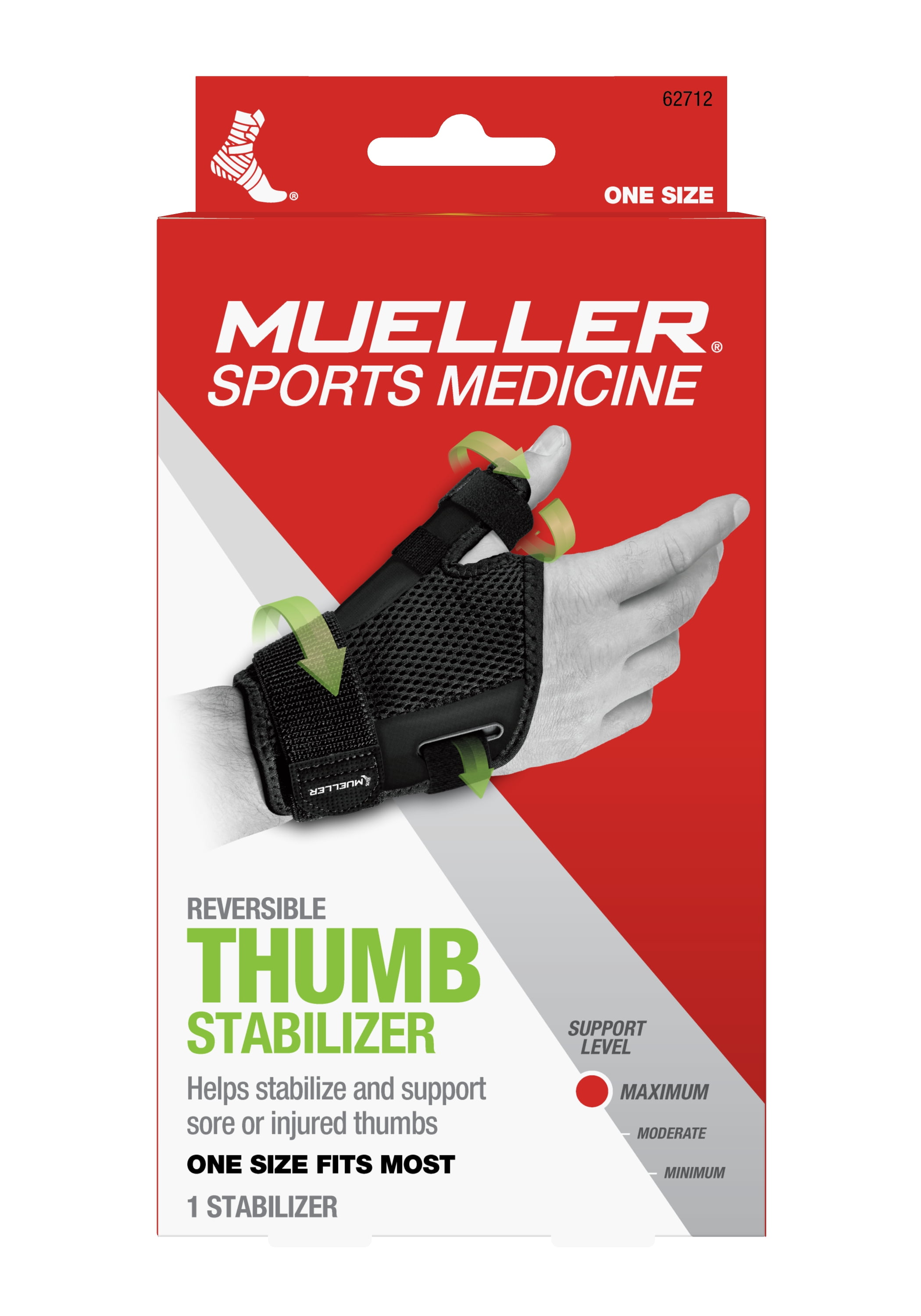 Mueller Reversible Thumb Stabilizer, Black, One Size Fits Most