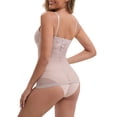 thumbnail image 3 of DARING DIVA Women's Lace Mesh See Through V-Neck Control Cami with Padded Adjustable Spaghetti Straps Breathable Tank S Light Gray, 3 of 5