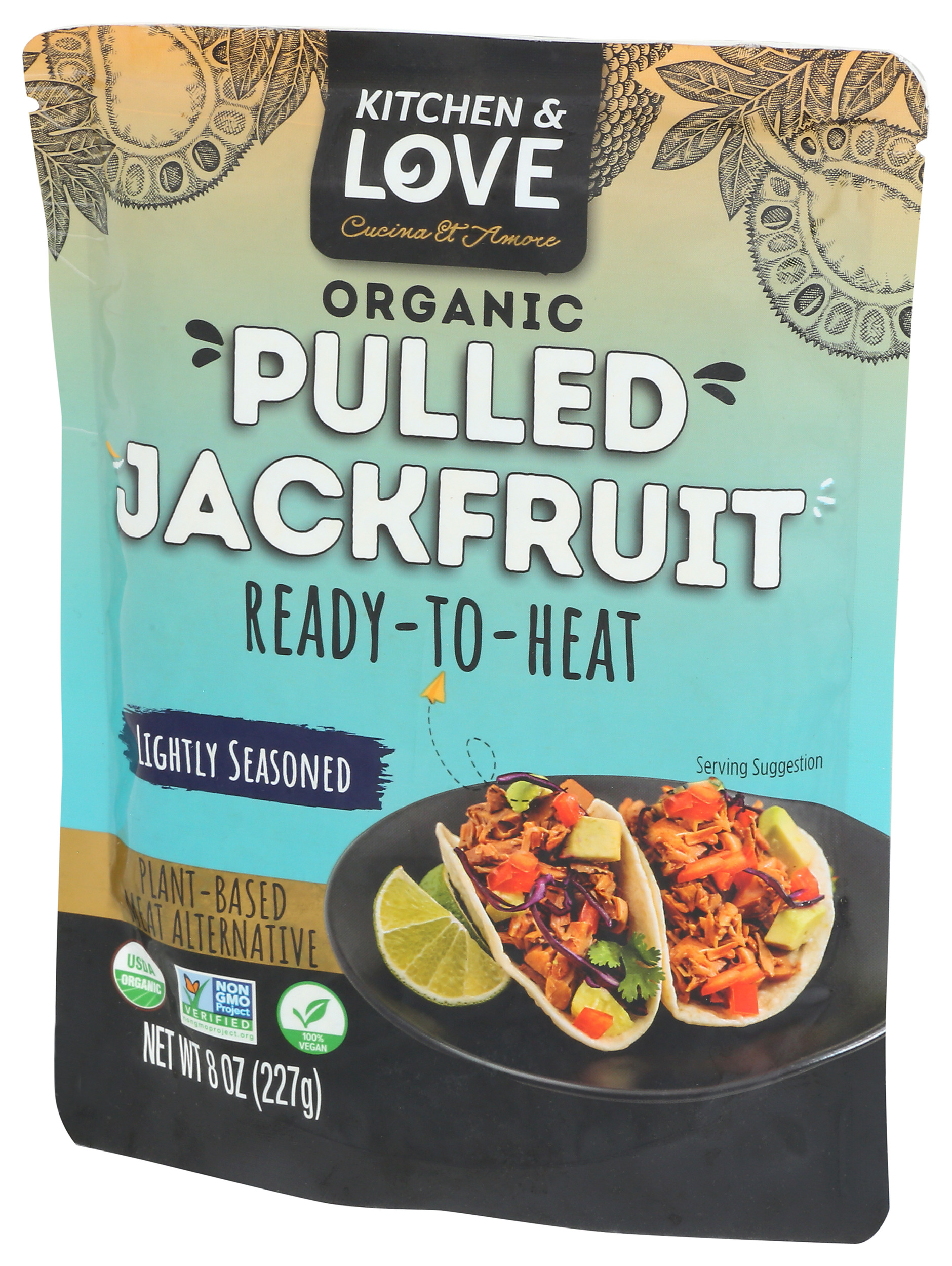 Pack of 6, Kitchen And Love Lightly Seasoned Organic Pulled Jackfruit, 8 oz