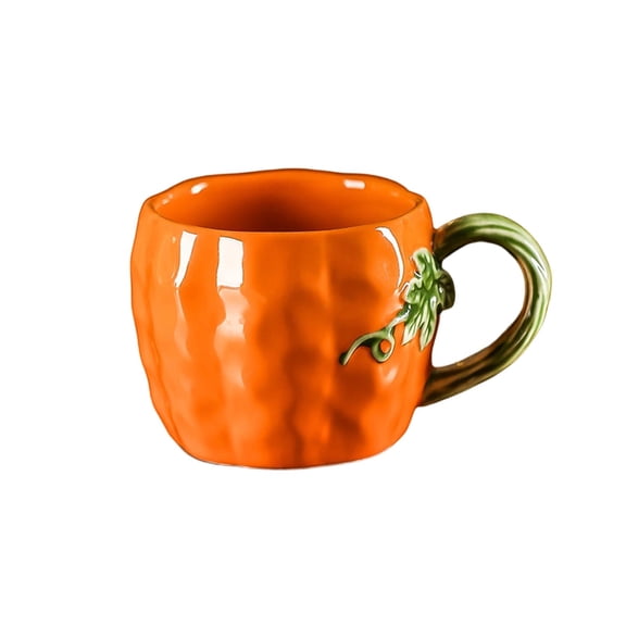 Season Ceramic Mug Pumpkin Drink Cup With Glossy Body And Green Vine Handle For Coffee And Moments Pumpkin Ceramic Mug Coffee Fall Autumn Cup Halloween Thanksgiving Cocoa Cider