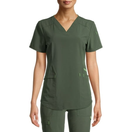 

Scrubstar Women s Seasonal Solid Contrast V-Neck Scrub Top