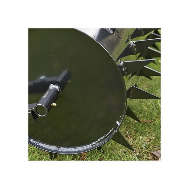 Spike lawn roller outlet